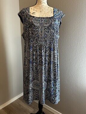 Perceptions NY Size 18 Multi-Blue Boho Dress